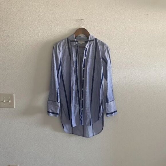 Madewell Blue Striped Button-Down Tunic Shirt - Picture 2 of 6